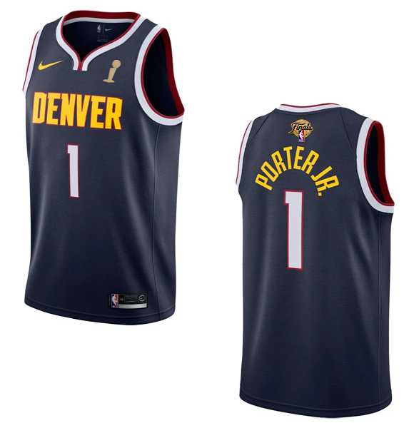 Men%27s Denver Nuggets #1 Michael Porter Jr. Navy 2023 Finals Champions Icon EditionStitched Basketball Jersey->denver nuggets->NBA Jersey